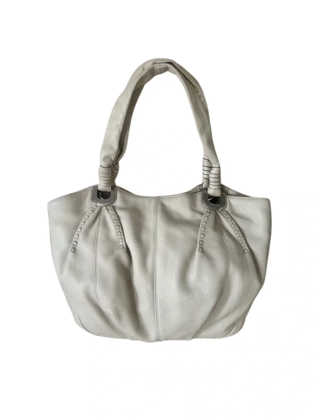 b. makowsky Bone Pebbled Leather Hobo Tote